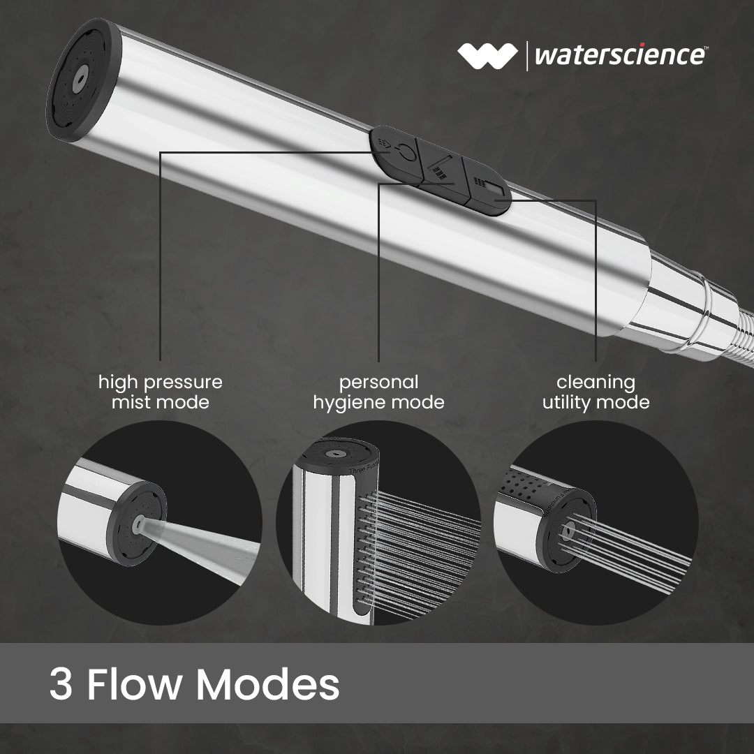 WaterScience Water Saving Health Faucet | Stainless Steel | 3 Flow Modes | Chrome Finish | Without Hose - PURO-HFE-824