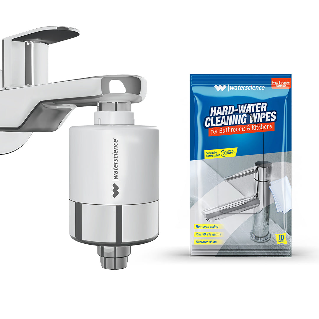 CLEO Shower & Tap Filter + Hard Water Wipes for Bathroom and Kitchen : COMBO OFFER